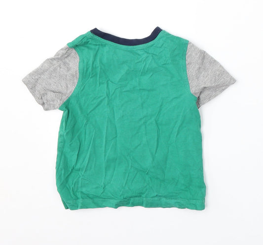 George Boys Green Cotton Basic T-Shirt Size 3-4 Years Round Neck