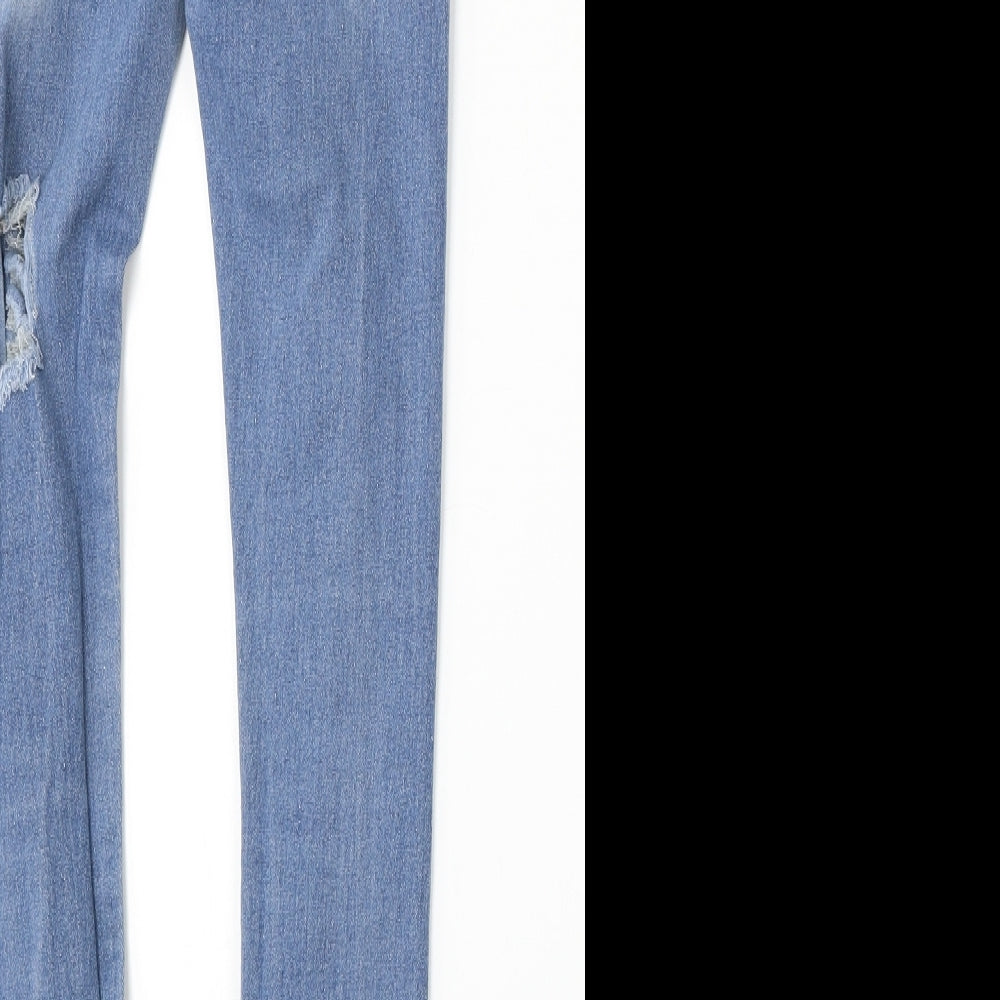 Preworn Womens Blue Cotton Skinny Jeans Size S L29 in Regular Button