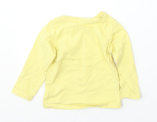 Nutmeg Girls Yellow Cotton Basic T-Shirt Size 12 Months Round Neck