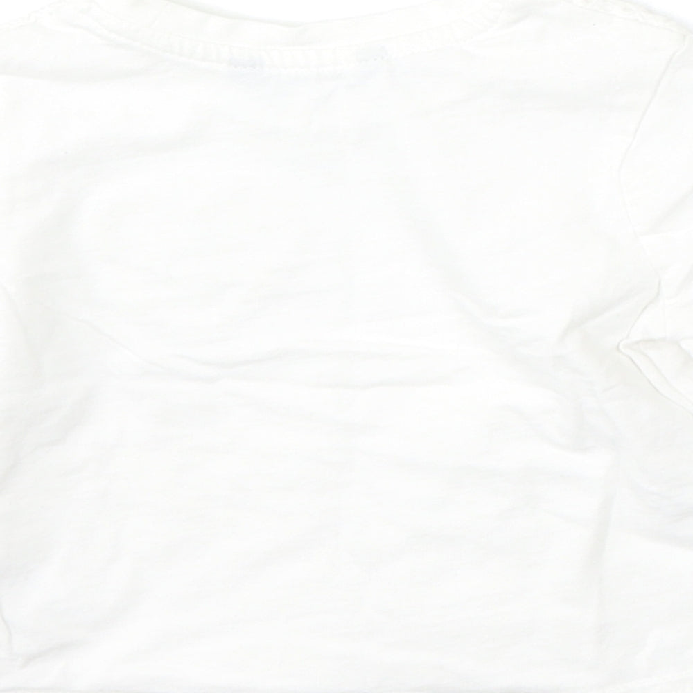 George Girls White Cotton Basic T-Shirt Size 18-24 Months Round Neck