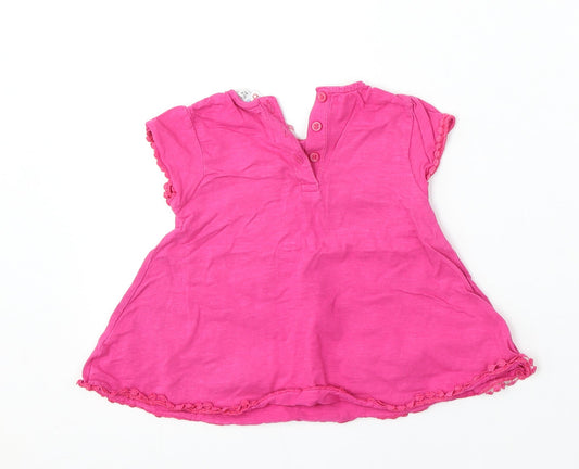 Mini Club Girls Pink Cotton Basic T-Shirt Size 18-24 Months Round Neck