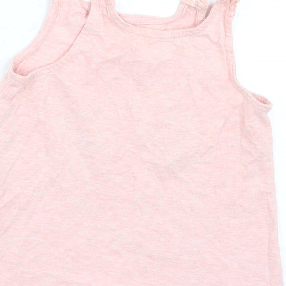 Marks and Spencer Girls Pink Cotton Camisole Tank Size 6-7 Years Round Neck - Banana