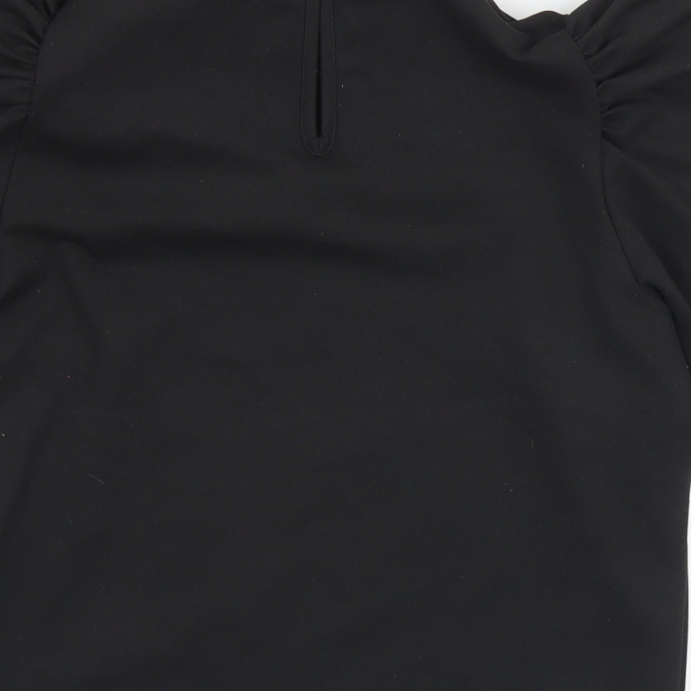 Pieces Womens Black Viscose Jersey T-Shirt Size M Mock Neck