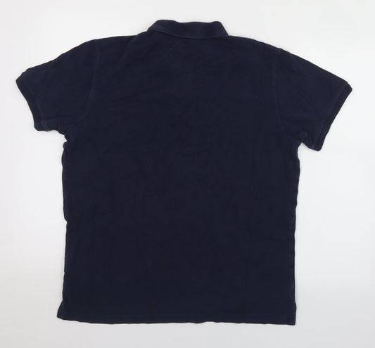 Areopostale Mens Blue Cotton Polo Size L Collared Button