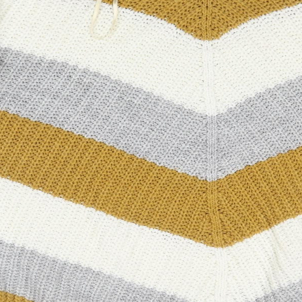 Quiz Womens Yellow Round Neck Striped Acrylic Pullover Jumper Size S