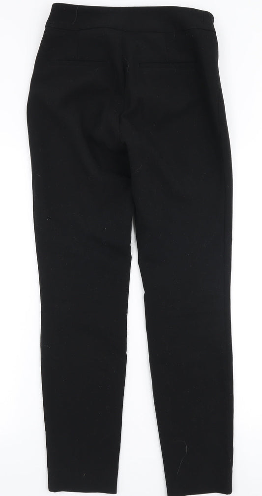H&M Womens Black Polyester Trousers Size 8 L29 in Slim Zip