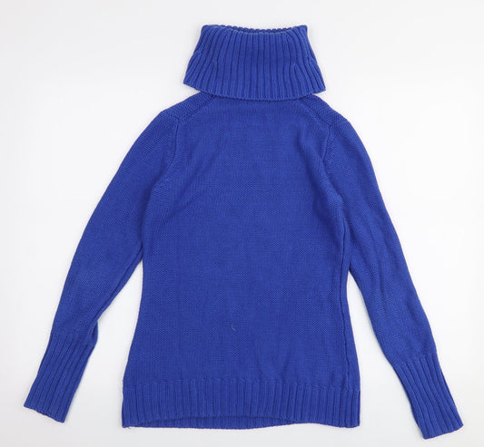 Gap Womens Blue Roll Neck Cotton Pullover Jumper Size M