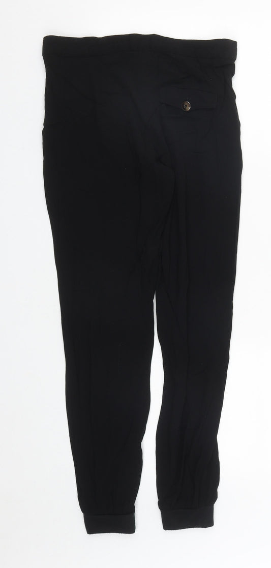 Topshop Womens Black Polyester Jogger Trousers Size 8 L27 in Regular Zip