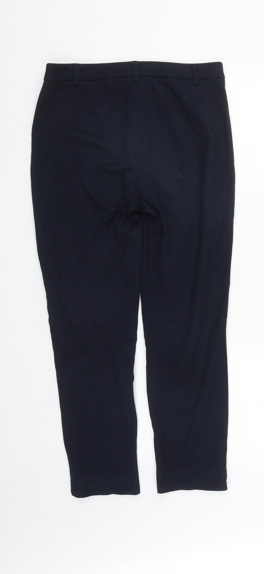 Marks and Spencer Womens Blue Viscose Trousers Size 10 L25 in Regular Zip