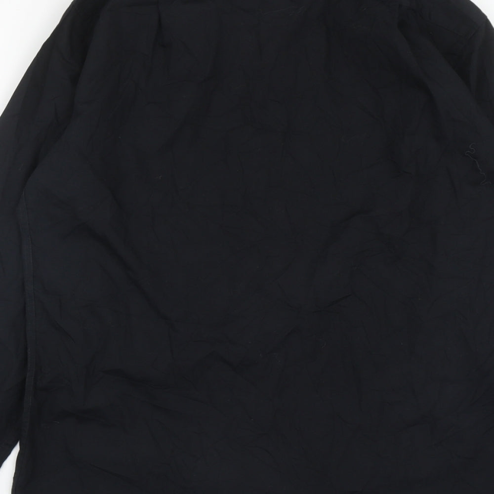 Marks and Spencer Mens Black Cotton Button-Up Size 15 Collared Button