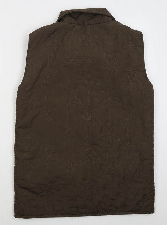 Neville Womens Brown Floral Gilet Coat Size 10 Zip