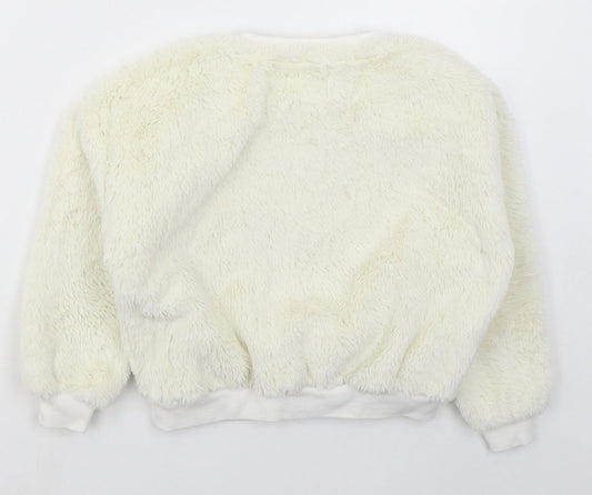 Jeff & Co Girls Ivory Cotton Pullover Sweatshirt Size 7-8 Years Pullover