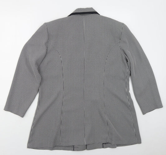 Prima Womens Blue Geometric Polyester Jacket Suit Jacket Size 20