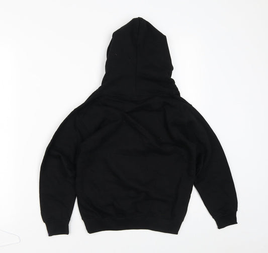 Just Hoods Boys Black Cotton Pullover Hoodie Size 7-8 Years