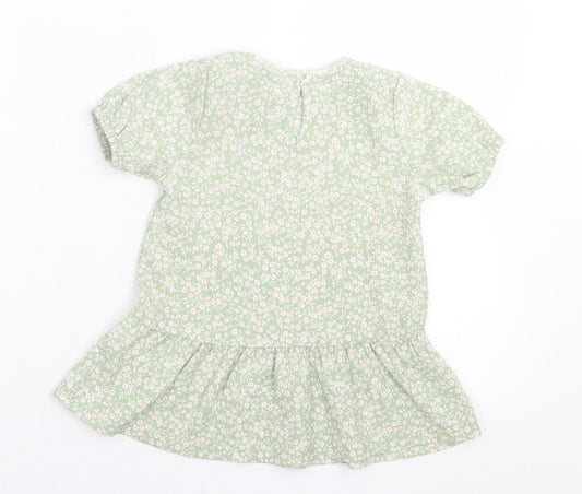 Primark Girls Green Floral Polyester A-Line Size 2 Years Crew Neck Pullover