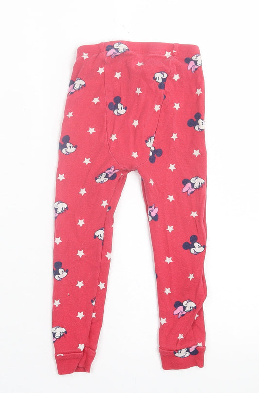 Gap Girls Red Geometric Cotton Capri Trousers Size 3 Years Regular Pullover - Minnie Mouse