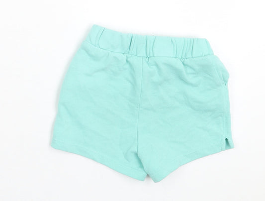 Gap Girls Green Cotton Sweat Shorts Size 3 Years Regular Tie