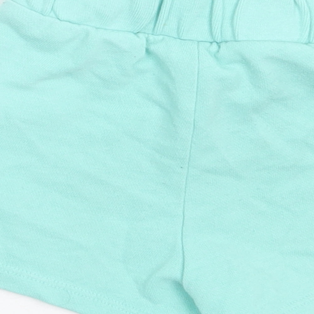 Gap Girls Green Cotton Sweat Shorts Size 3 Years Regular Tie