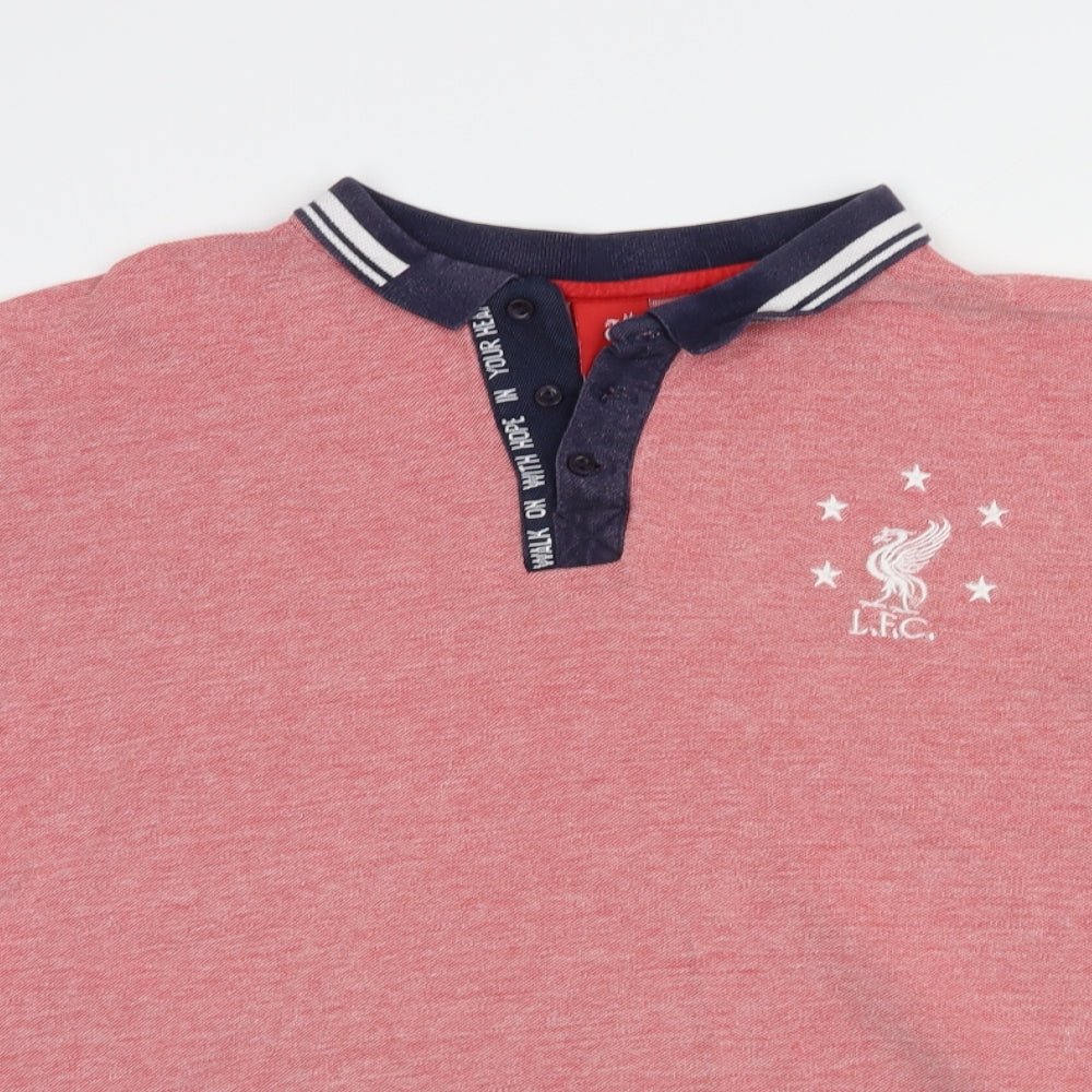L.F.C. Mens Pink Cotton Polo Size L Collared Button - Liverpool FC