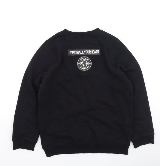Preworn Boys Black Cotton Pullover Sweatshirt Size 8 Years
