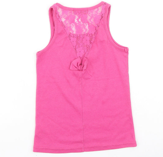 B&Q Girls Pink Cotton Basic Tank Size 12 Years Round Neck