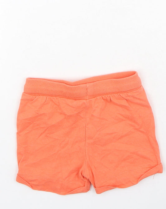 F&F Boys Orange Cotton Jogger Trousers Size 3-6 Months