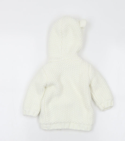 Goerge White Acrylic Cardigan Jumper Size 6-9 Months Button