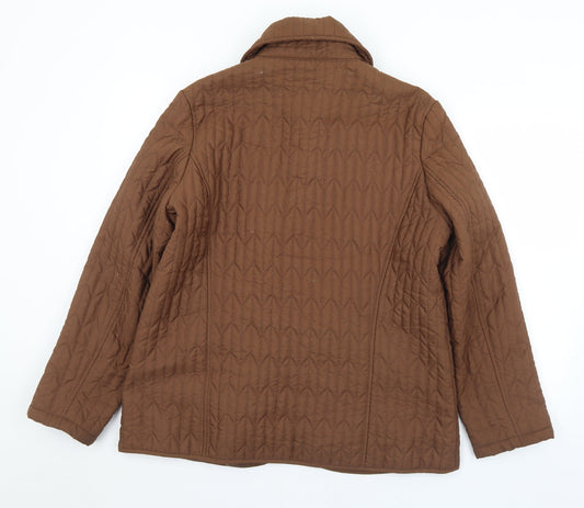 Guisen Womens Brown Quilted Coat Size M Zip