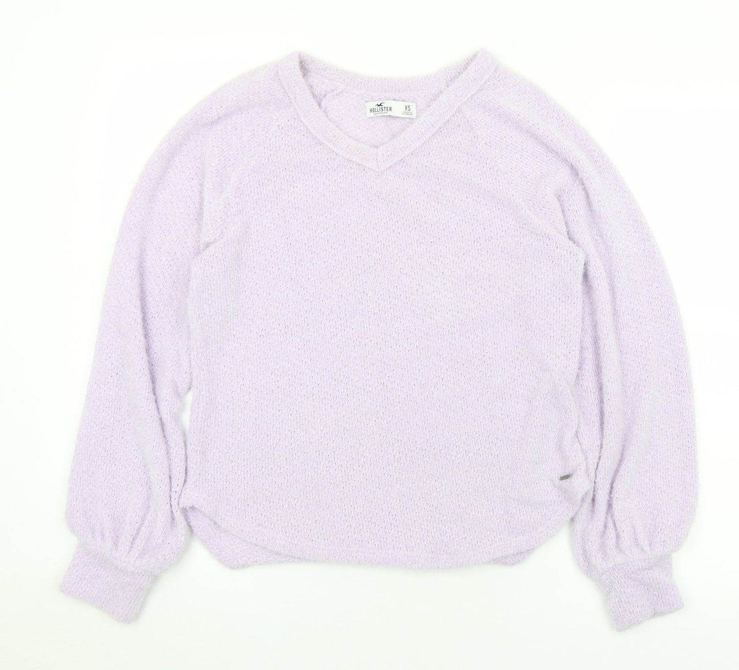 Hollister Womens Purple V-Neck Polyester Pullover Jumper Size XS