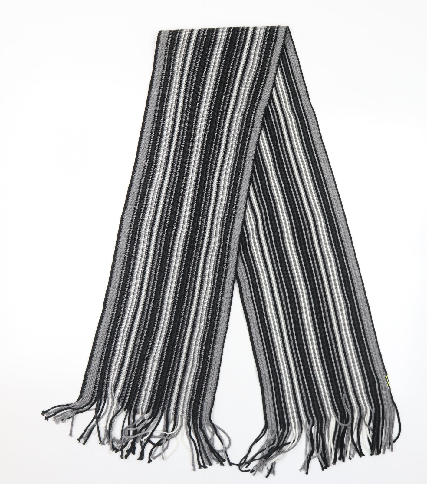 Smith & Jones Mens Grey Striped Acrylic Scarf One Size