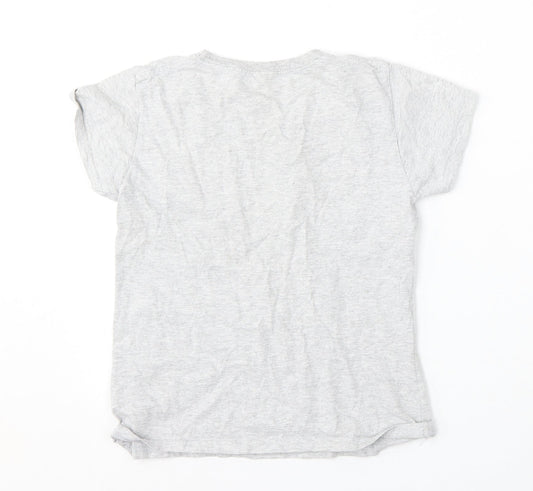 George Girls Grey Cotton Basic T-Shirt Size 9-10 Years Round Neck