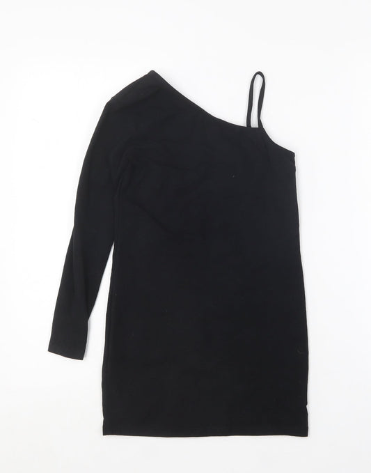 SheIn Girls Black Cotton Mini Size 10 Years One Shoulder