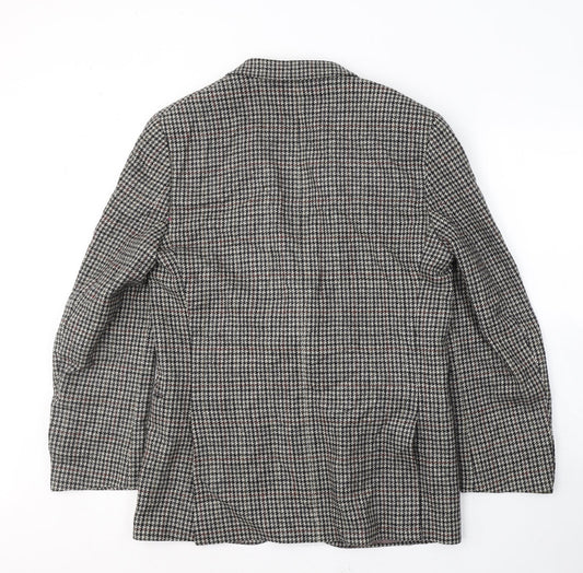 Preworn Mens Green Houndstooth Wool Jacket Suit Jacket Size 40