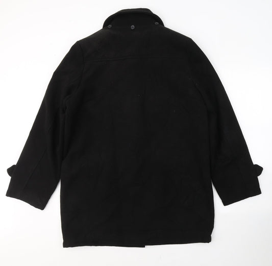 Almond Bay Womens Black Trench Coat Coat Size 14 Button