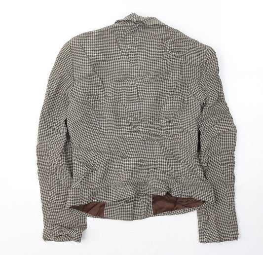Studio Womens Beige Geometric Viscose Jacket Suit Jacket Size 8