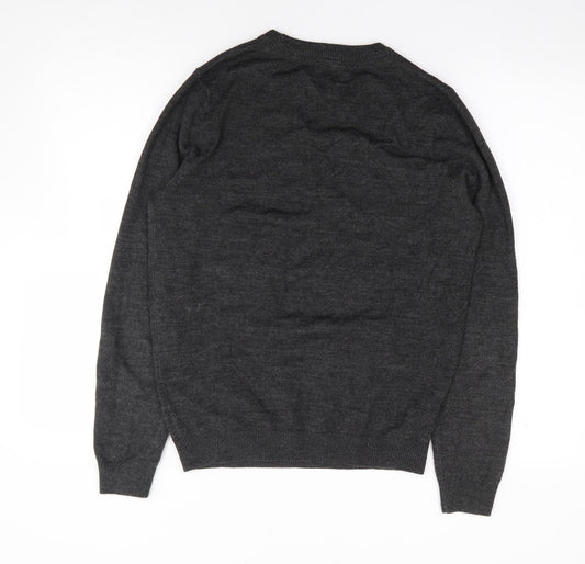 New Look Men Mens Grey Crew Neck Acrylic Pullover Jumper Size S