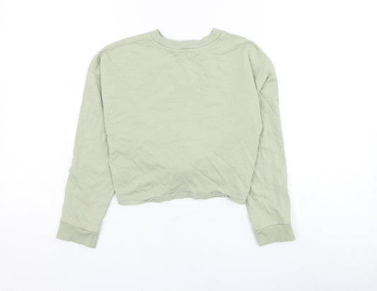 H&M Girls Green Cotton Pullover Sweatshirt Size 8-9 Years Pullover - L.A