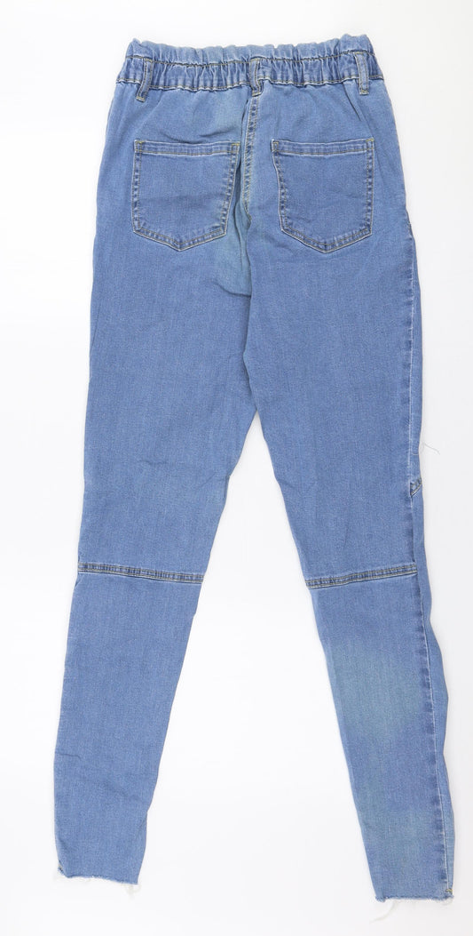 parasian Womens Blue Cotton Skinny Jeans Size 12 L30 in Slim Zip