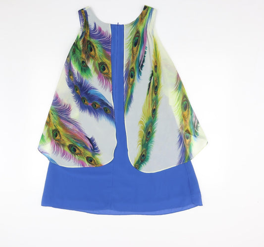 Miss Patina Womens Multicoloured Polyester A-Line Size 12 Round Neck Zip