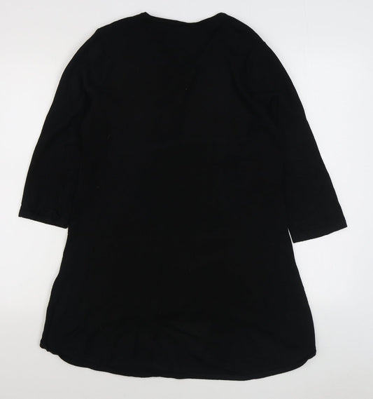 Michele Hope Womens Black Viscose Jumper Dress Size 10 V-Neck Pullover