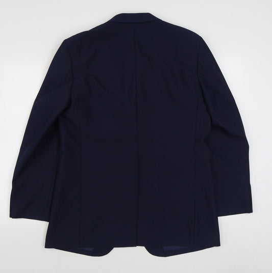 Preworn Mens Blue Polyester Jacket Suit Jacket Size 42