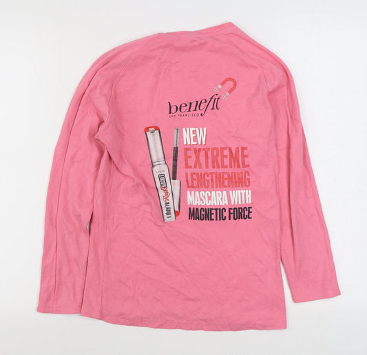 Benefit Womens Pink Cotton Pullover Sweatshirt Size 10 Pullover
