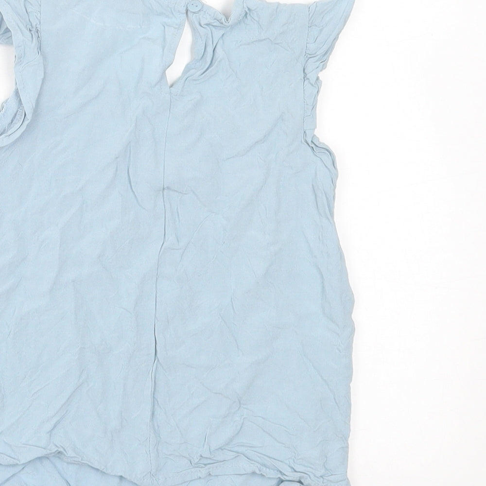 Primark Girls Blue Viscose Basic Tank Size 5-6 Years Crew Neck Button