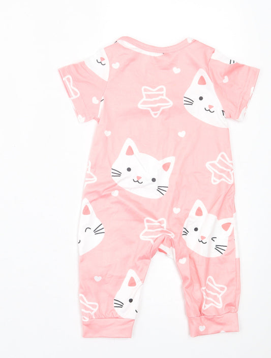 SheIn Girls Pink Geometric Polyester Cami One Piece Size 3-6 Months Button