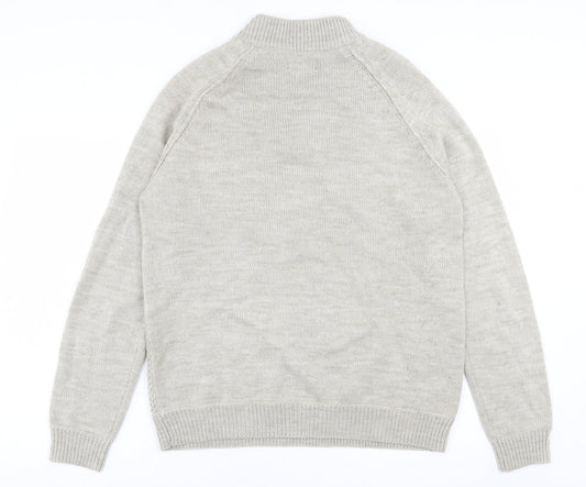 EAST Girls Beige V-Neck Acrylic Pullover Jumper Size L Pullover