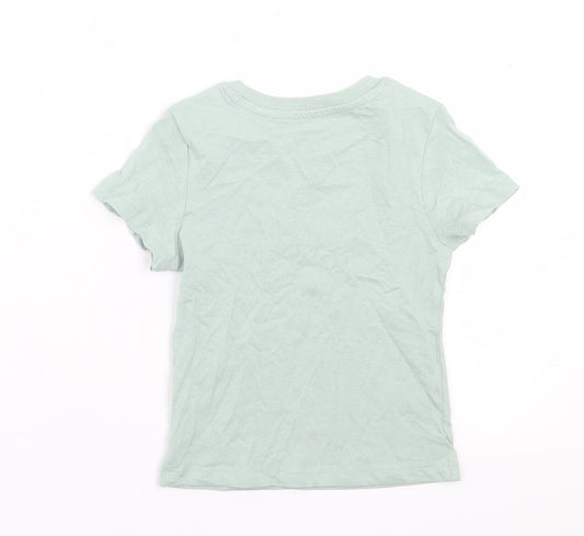 H&M Boys Green Cotton Basic T-Shirt Size 2 Years Crew Neck Pullover