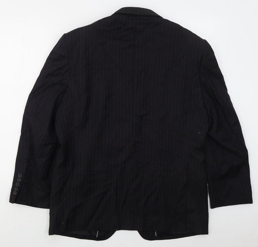 Marks and Spencer Mens Black Striped Wool Jacket Suit Jacket Size 42