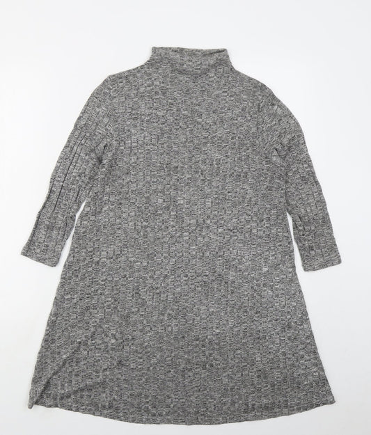 VERO MODA Womens Grey Viscose Jumper Dress Size S Mock Neck Pullover
