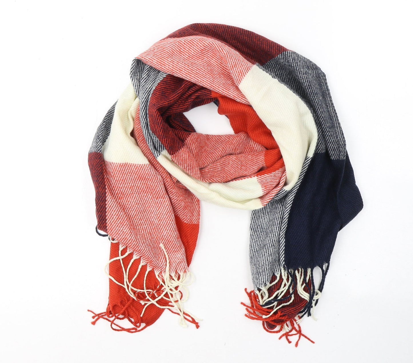 Preworn Womens Multicoloured Check Acrylic Scarf
