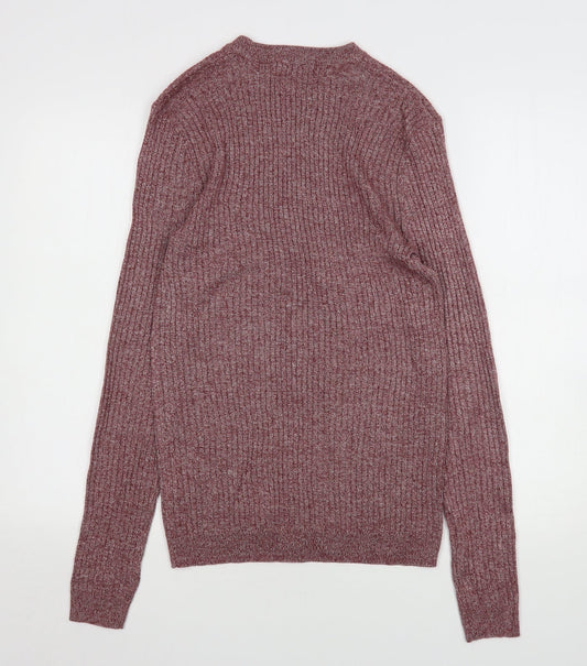 Topman Mens Red Round Neck Acrylic Pullover Jumper Size L